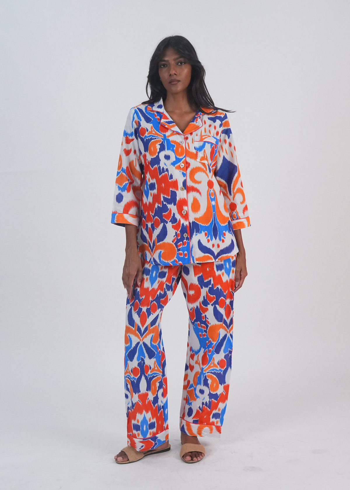 Ela PJ set - Ocean Blue Ikat
