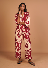 Sharan Boxy PJ Set - Burgundy Chandeliers