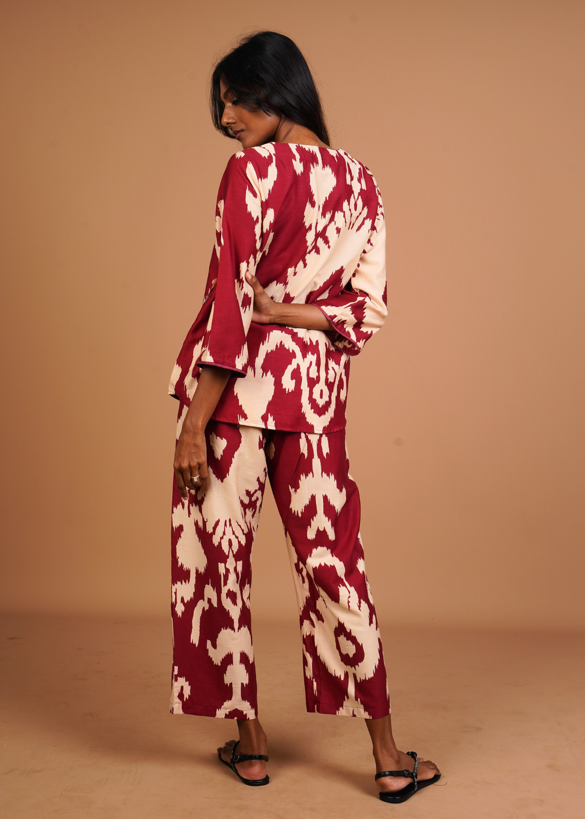 Sharan Boxy PJ Set - Burgundy Chandeliers