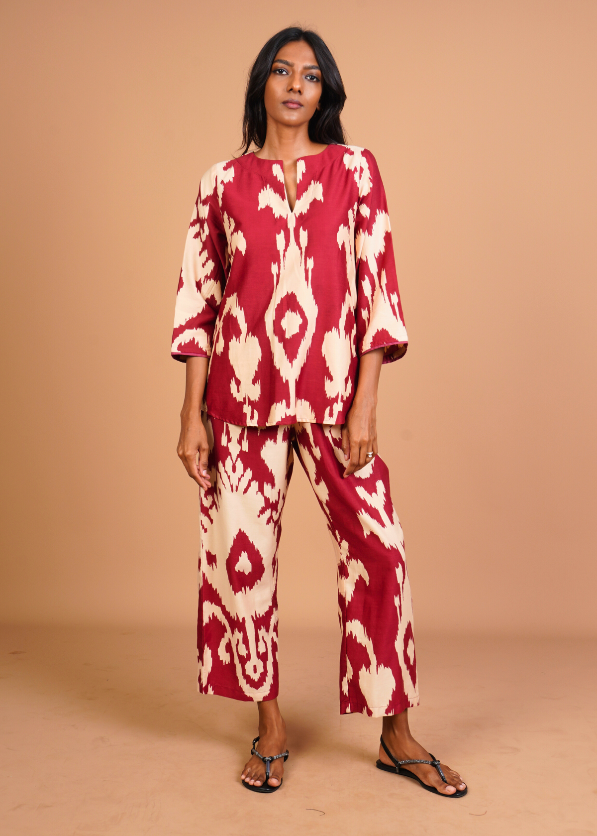 Radha Tunic Set - Burgundy Chandliers