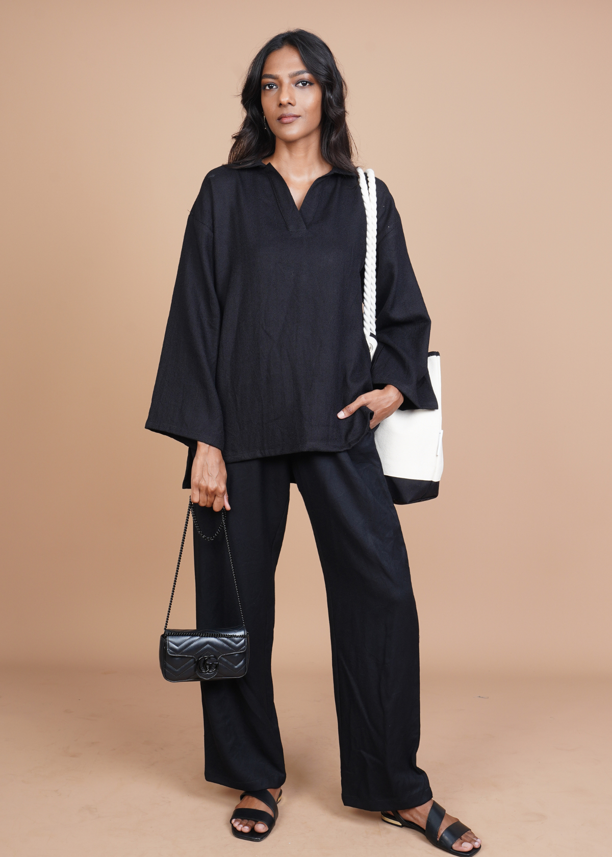 Travel Coord Set - Black Wool