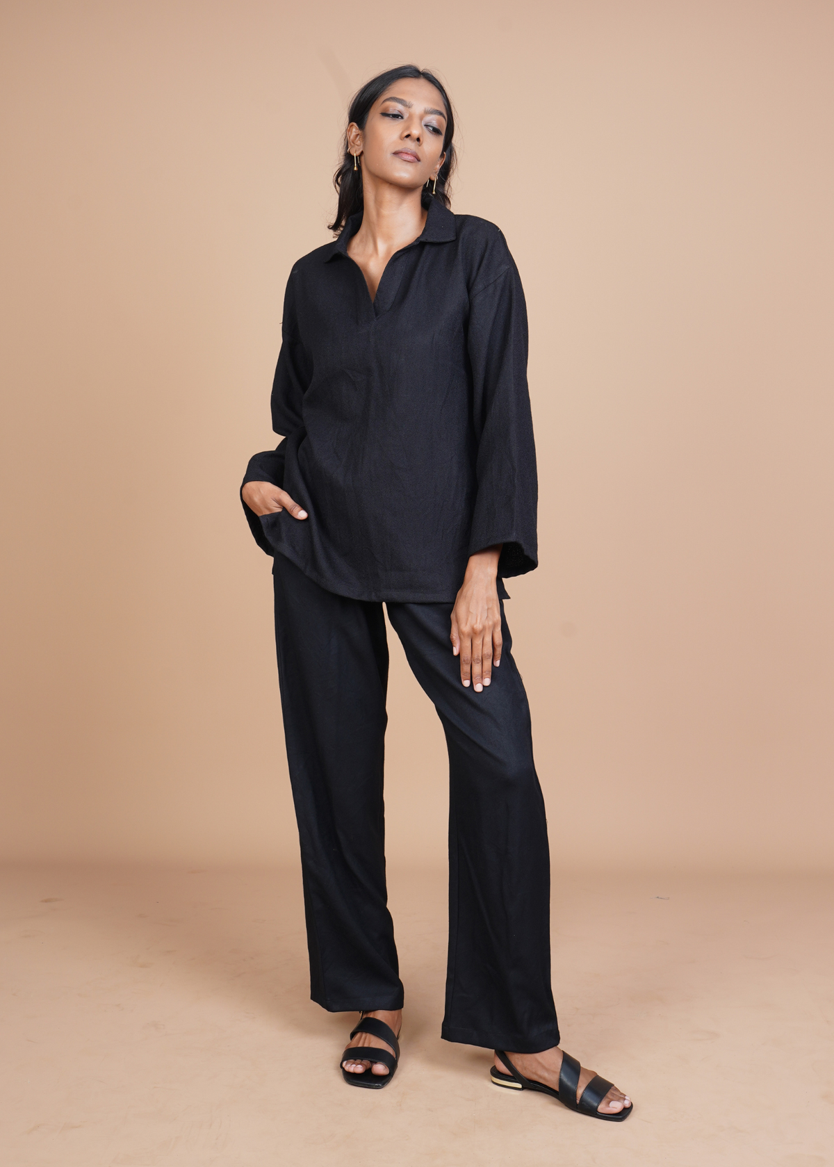 Travel Coord Set - Black Wool