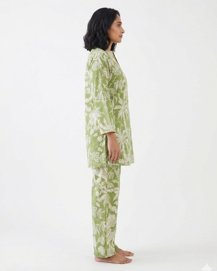 Yashoda Tunic Set - Green Jungle Boogie
