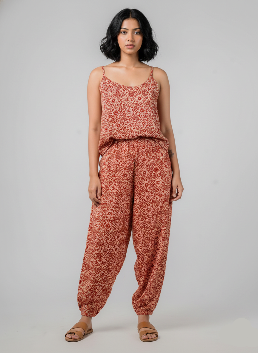 Balloon Pant Coord Set - Red Floral