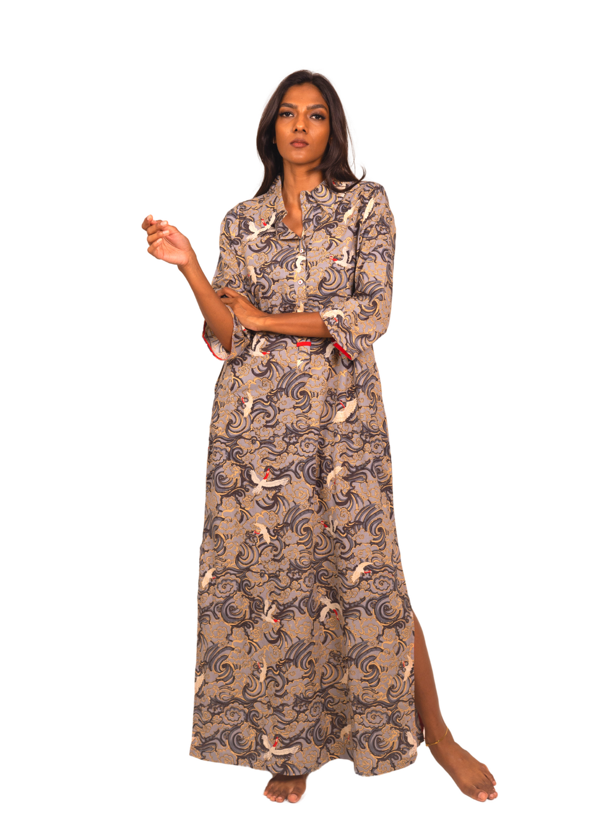 Nikki Lounge Dress - Crayon Cranes