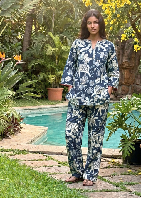 Radha Tunic Set - Blue Jungle Boogie