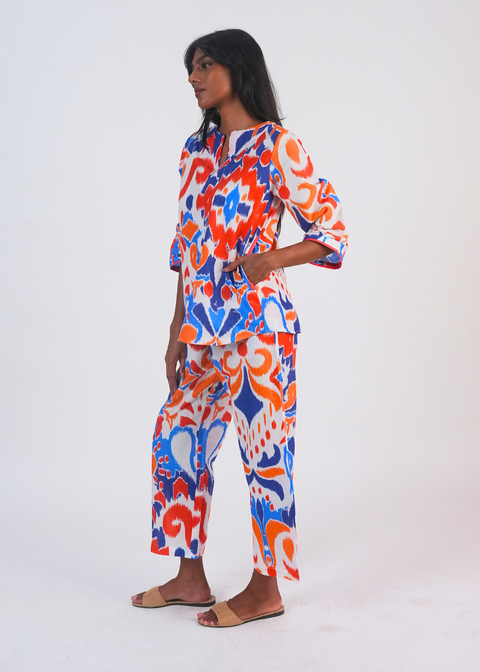 Radha Tunic Set - Ocean Blue Ikat