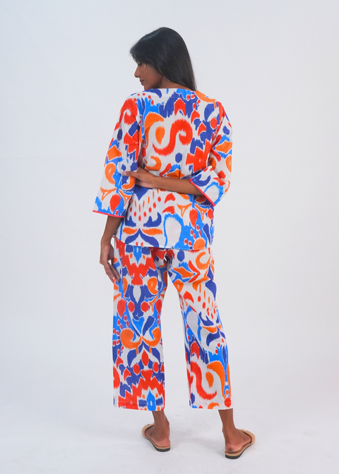 Radha Tunic Set - Ocean Blue Ikat