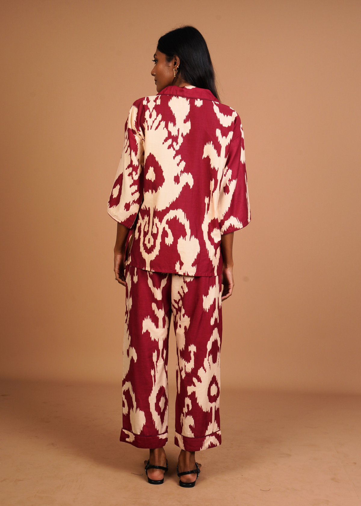 Sharan Boxy PJ Set - Burgundy Chandeliers