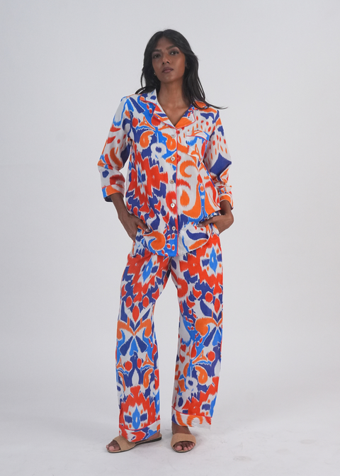 Ela PJ set - Ocean Blue Ikat