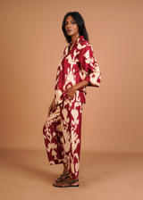 Sharan Boxy PJ Set - Burgundy Chandeliers