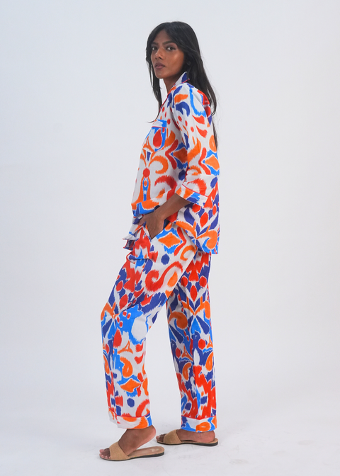 Ela PJ set - Ocean Blue Ikat