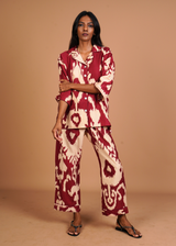 Sharan Boxy PJ Set - Burgundy Chandeliers