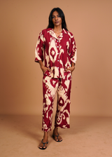 Sharan Boxy PJ Set - Burgundy Chandeliers