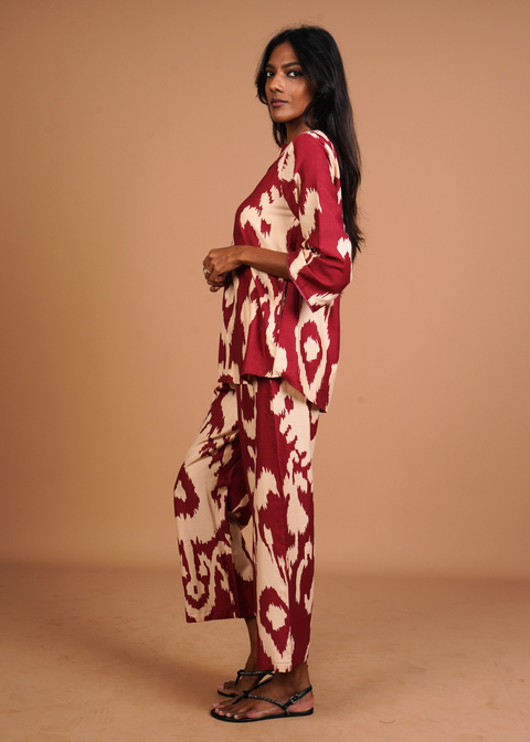 Radha Tunic Set - Burgundy Chandliers