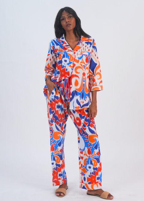 Ela PJ set - Ocean Blue Ikat