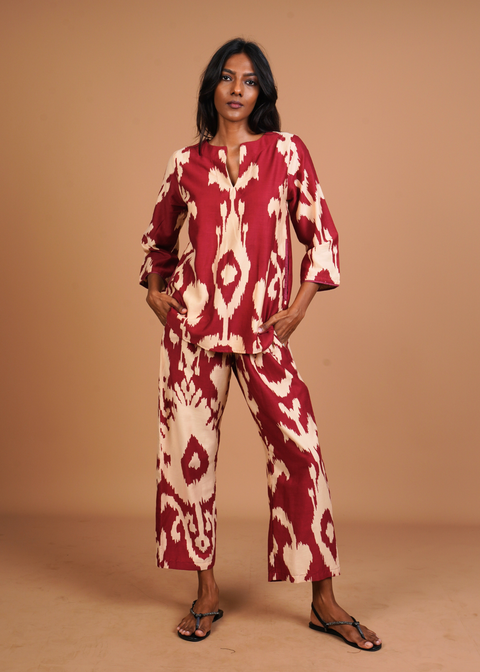 Radha Tunic Set - Burgundy Chandliers