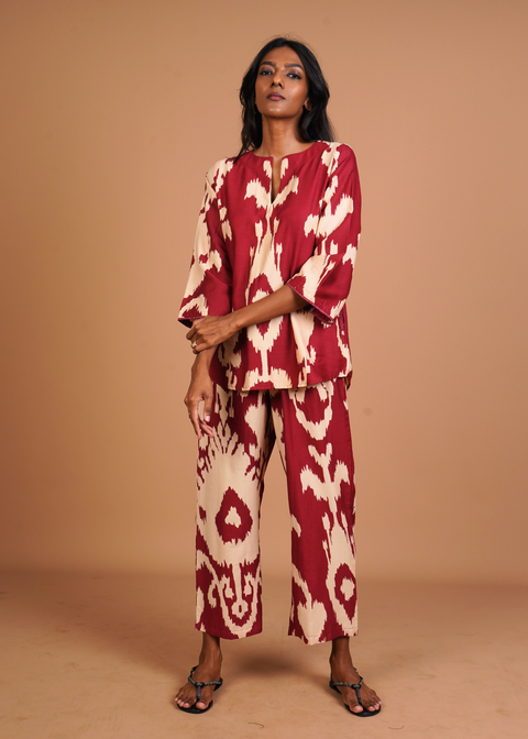 Radha Tunic Set - Burgundy Chandliers