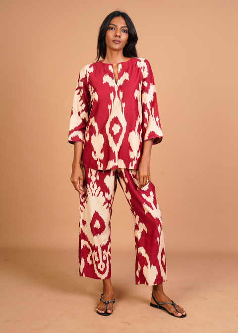 Radha Tunic Set - Burgundy Chandliers