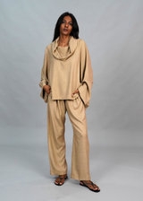 Funnel Neck Coord Set - Camel Wool