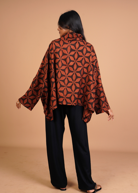 Funnel Neck Coord Set - Mocha Flowers