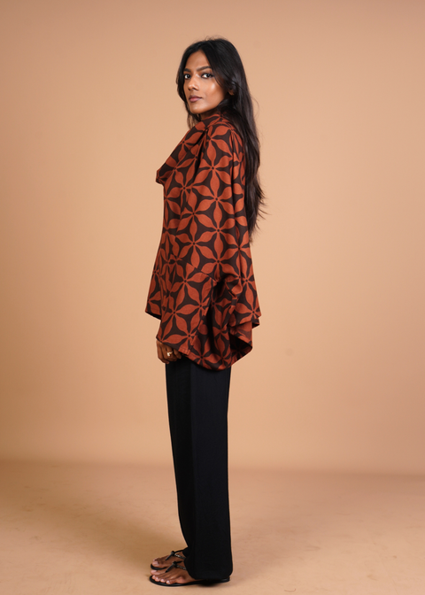 Funnel Neck Coord Set - Mocha Flowers