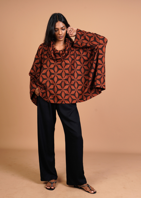 Funnel Neck Coord Set - Mocha Flowers