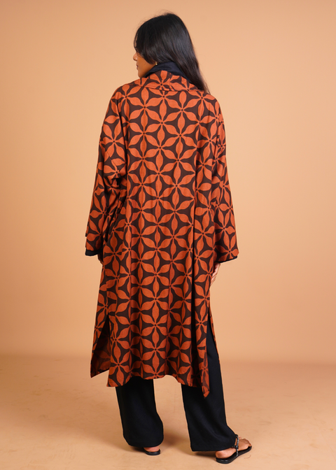 Belted Robe - Mocha Flowers