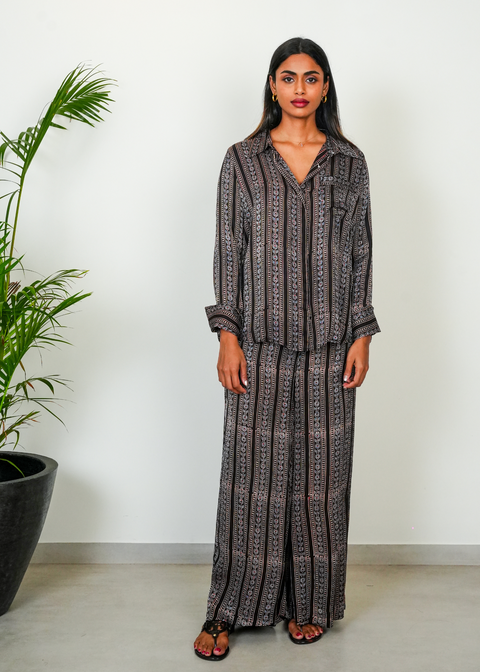 Elaya Coord Set - Black Floral Chains