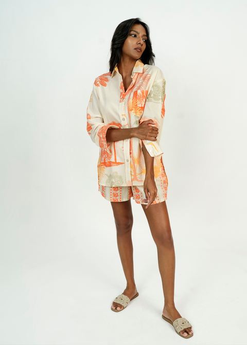 BF Shorts Coord Set - Pastel Palmscape
