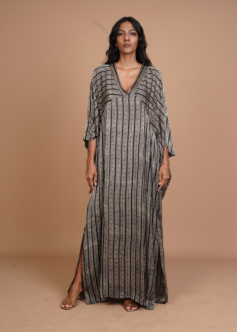 Hamsa Caftan Dress - Black Stratus