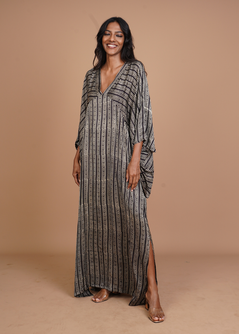 Hamsa Caftan Dress - Black Stratus