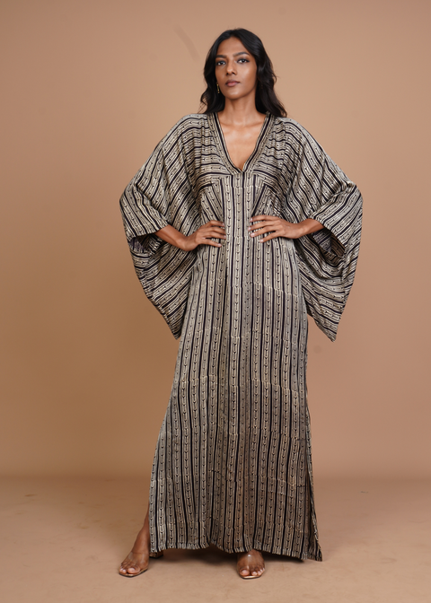 Hamsa Caftan Dress - Black Stratus