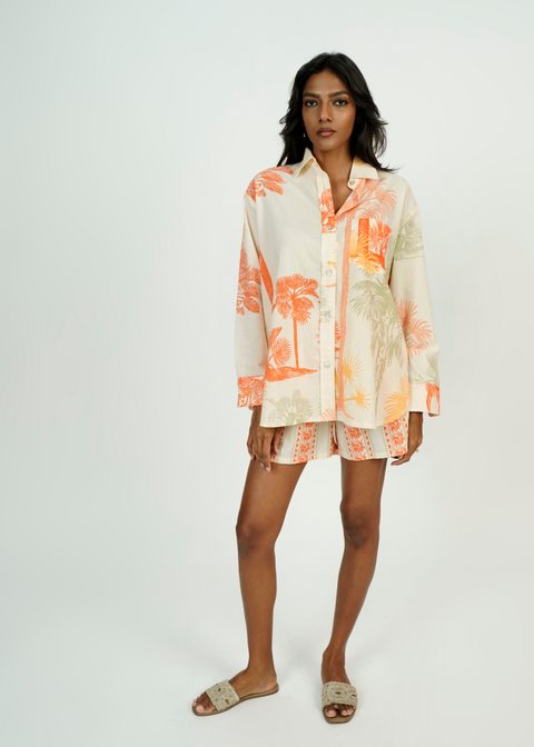BF Shorts Coord Set - Pastel Palmscape
