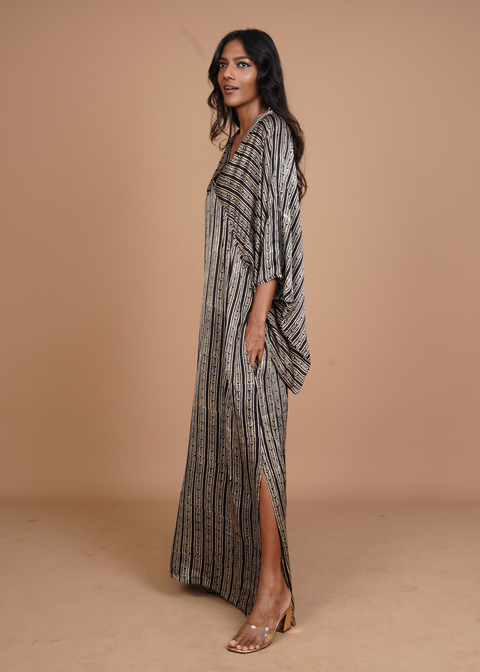 Hamsa Caftan Dress - Black Stratus