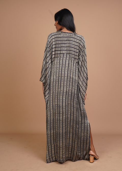 Hamsa Caftan Dress - Black Stratus