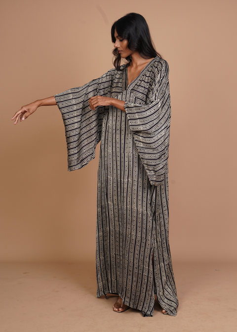 Hamsa Caftan Dress - Black Stratus