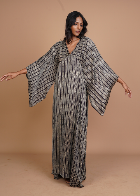 Hamsa Caftan Dress - Black Stratus