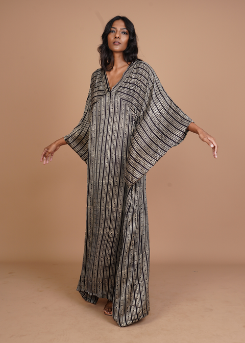 Hamsa Caftan Dress - Black Stratus