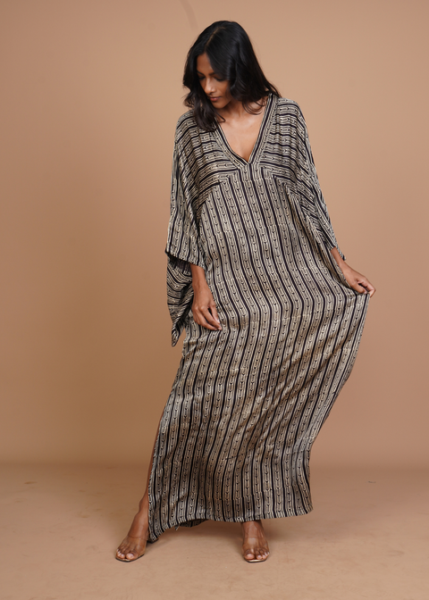 Hamsa Caftan Dress - Black Stratus