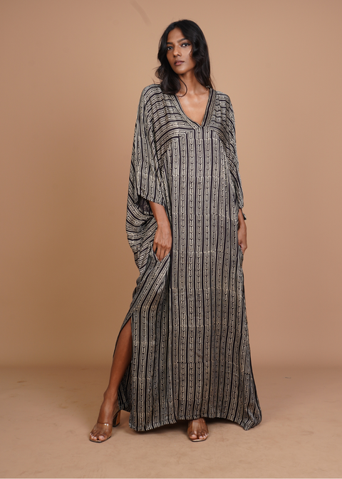 Hamsa Caftan Dress - Black Stratus