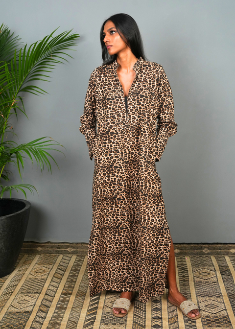Nikki Lounge Dress - Leopard