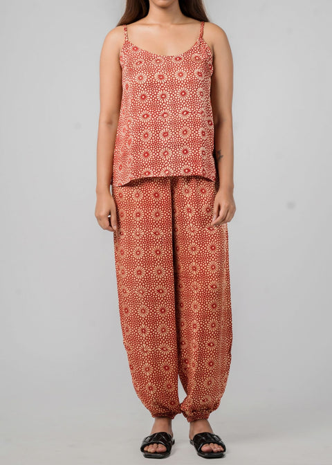 Balloon Pant Coord Set - Red Floral