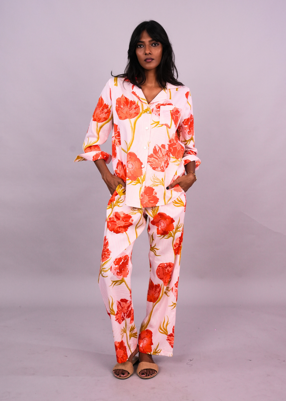 Ela PJ set - Blush Anemones