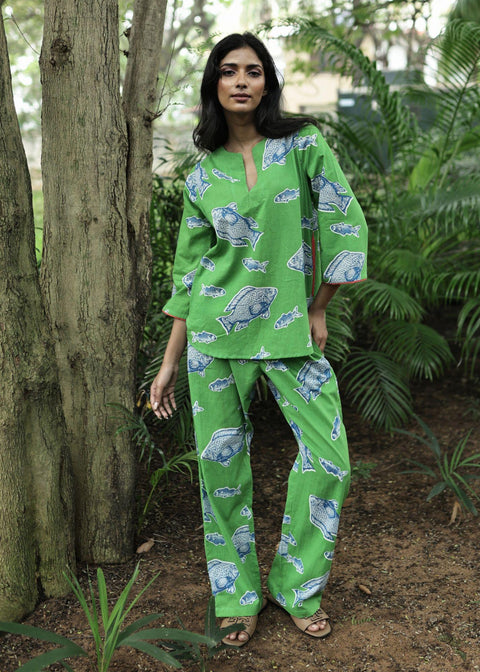Radha Tunic Set - Green Fish Two Fish