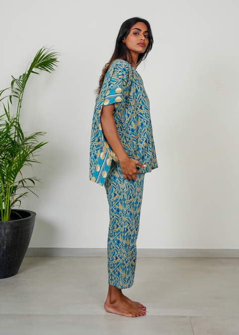 Tina Tunic Set - Blue Empire