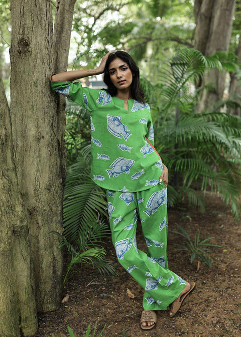 Radha Tunic Set - Green Fish Two Fish