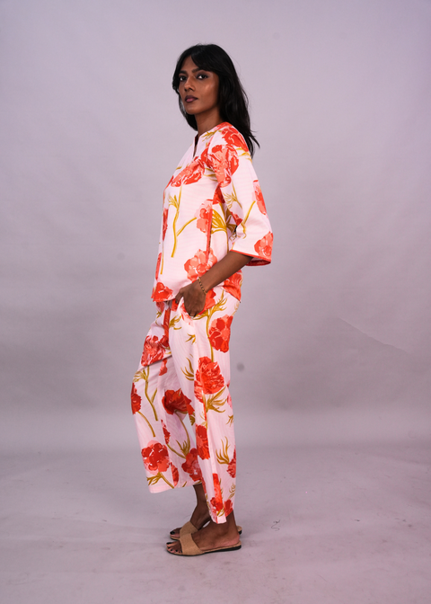 Radha Tunic Set - Blush Anemones