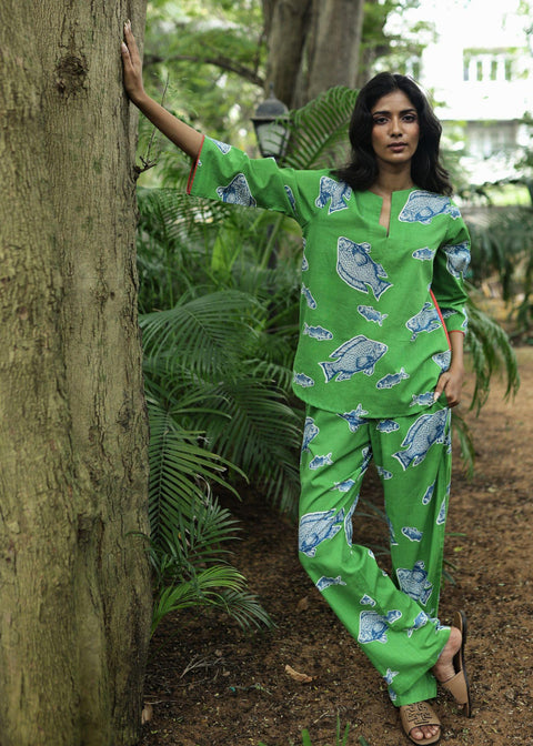 Radha Tunic Set - Green Fish Two Fish
