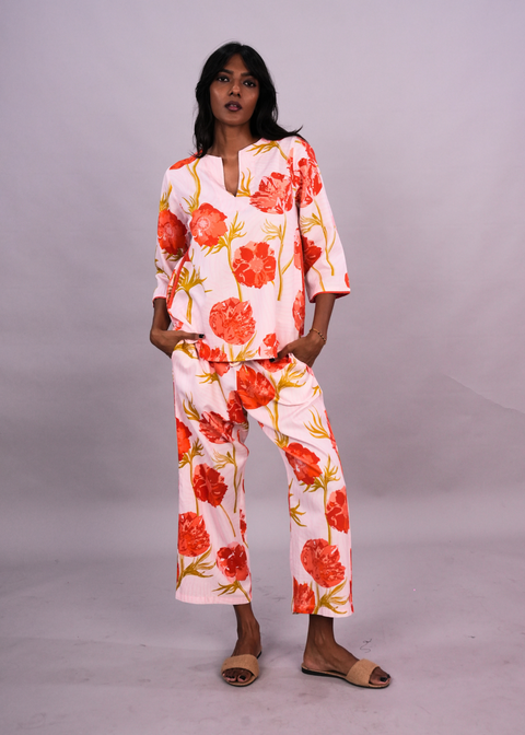 Radha Tunic Set - Blush Anemones